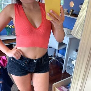 Urban outfitters orange v neck crop top.